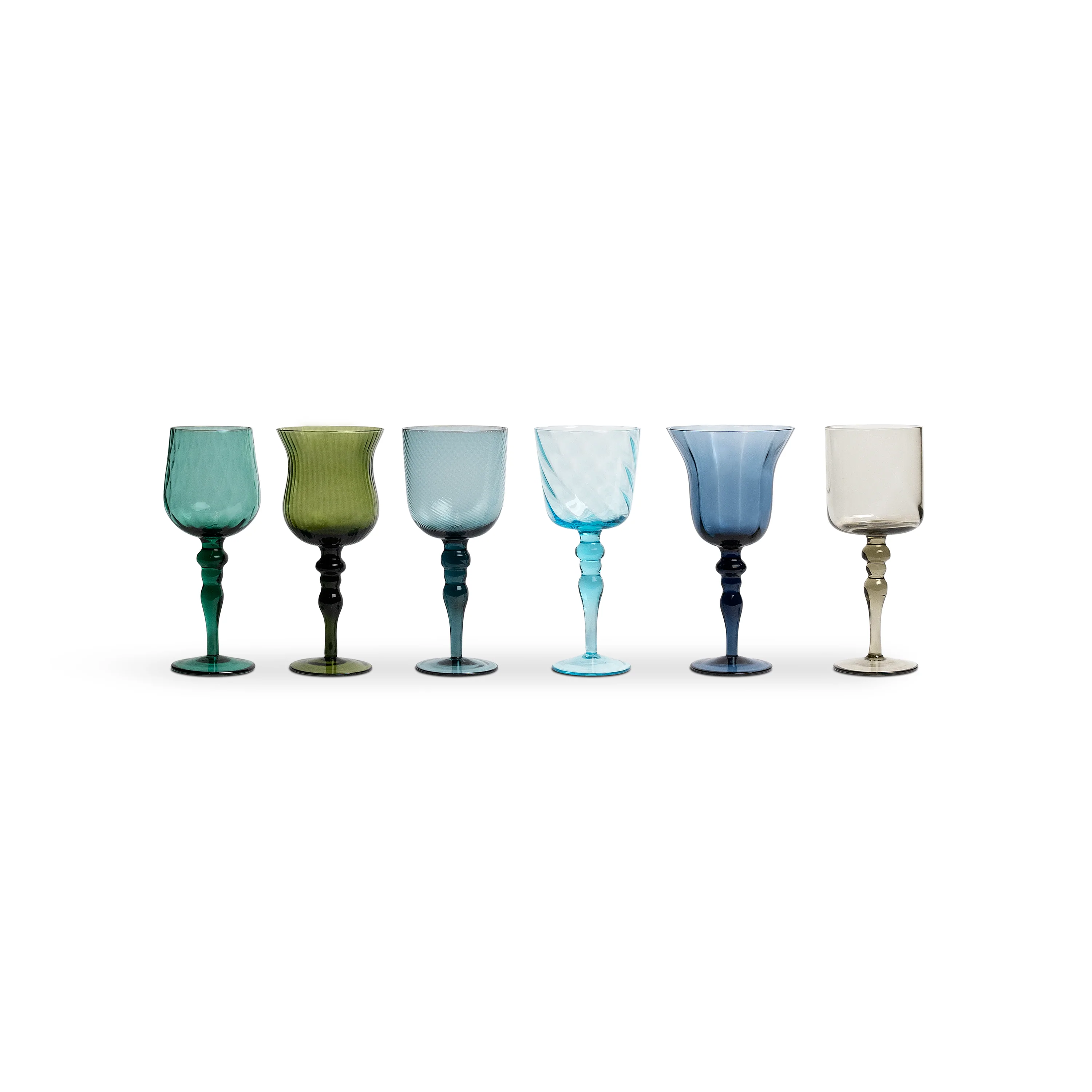 Bitossi Blue & Green Texture Goblets - Set of 6
