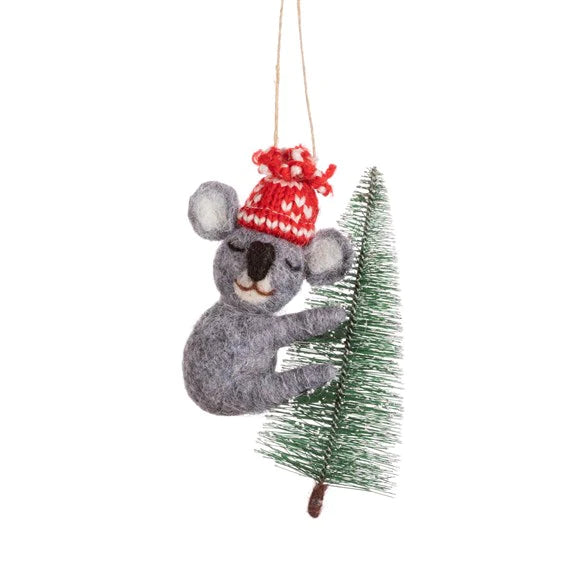 Sass & Belle  Koala With Christmas Tree Felt Decoration