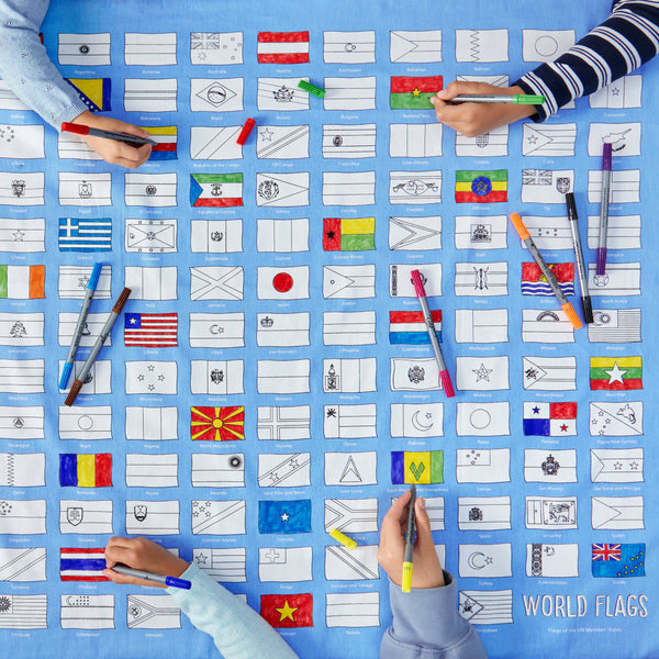 eatsleepdoodle World Flags Tablecloth – Colour & Learn