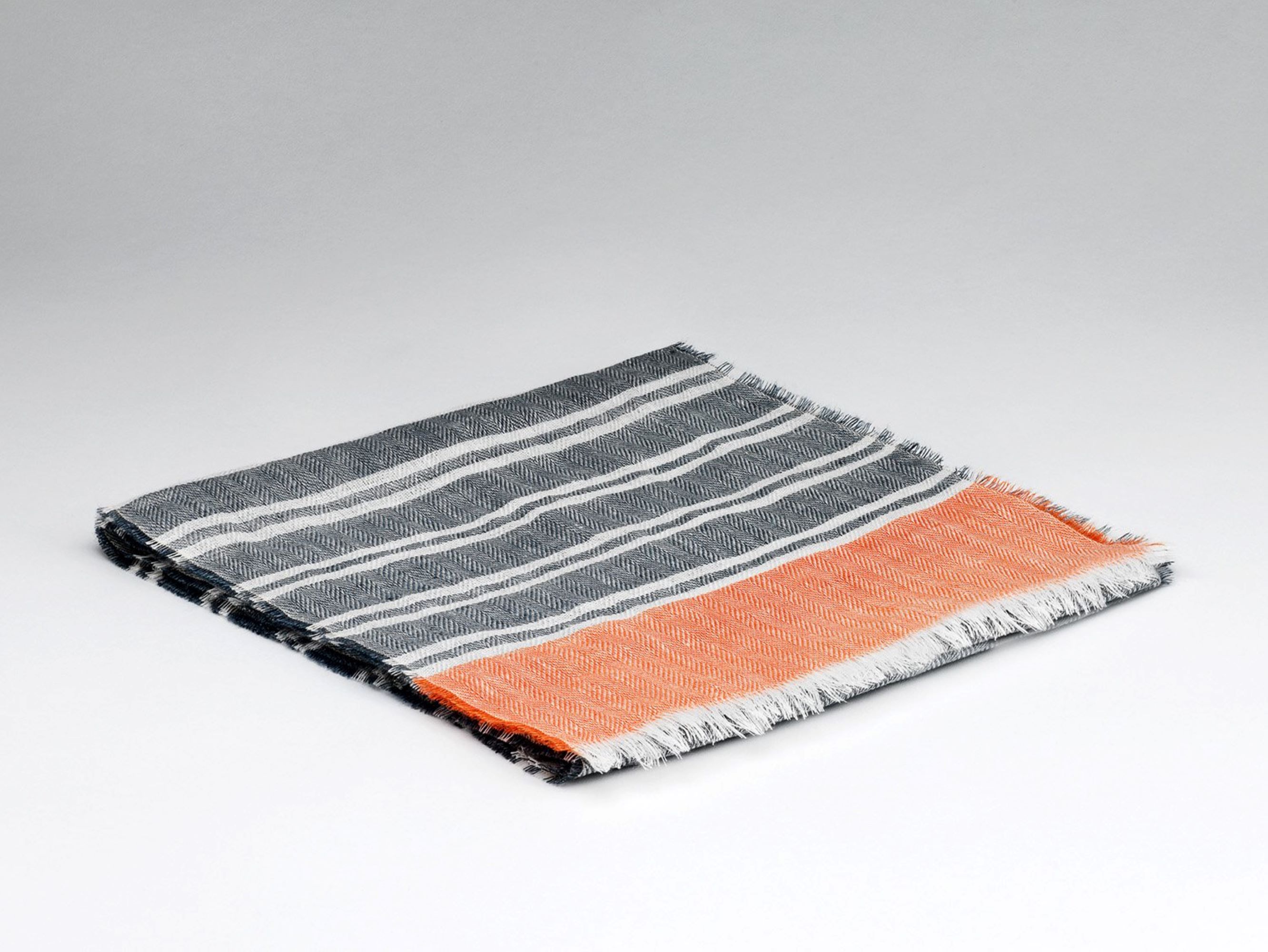 McNutt of Donegal Nautical Grey and Orange Irish Linen Scarf