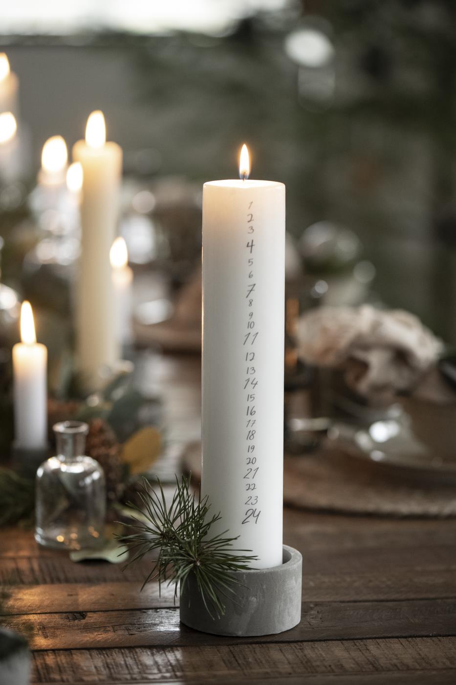 Christmas Advent Candle with Grey Numbers