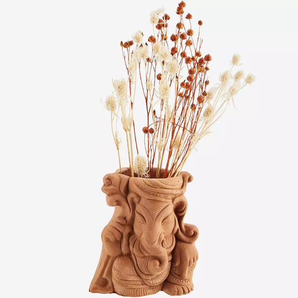 Earthenware Ganesha Vase - Natural