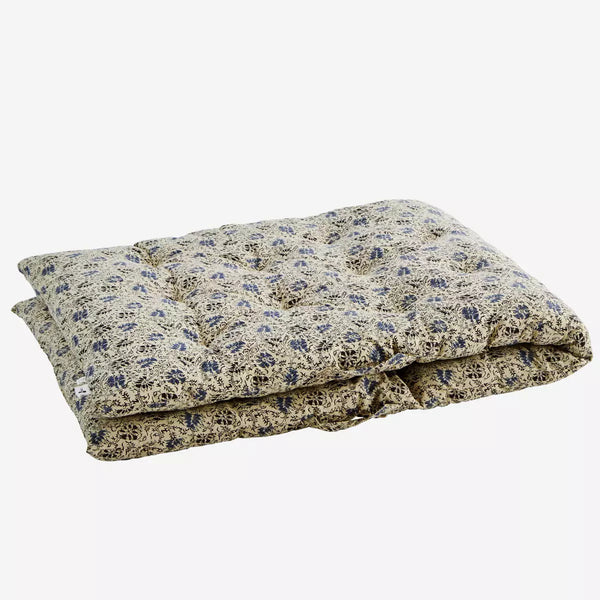 Beige Blue and Black Printed Cotton Mattress