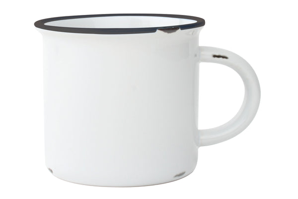 Canvas Home Tinware Mug In White With Slate Rim (set Of 4)