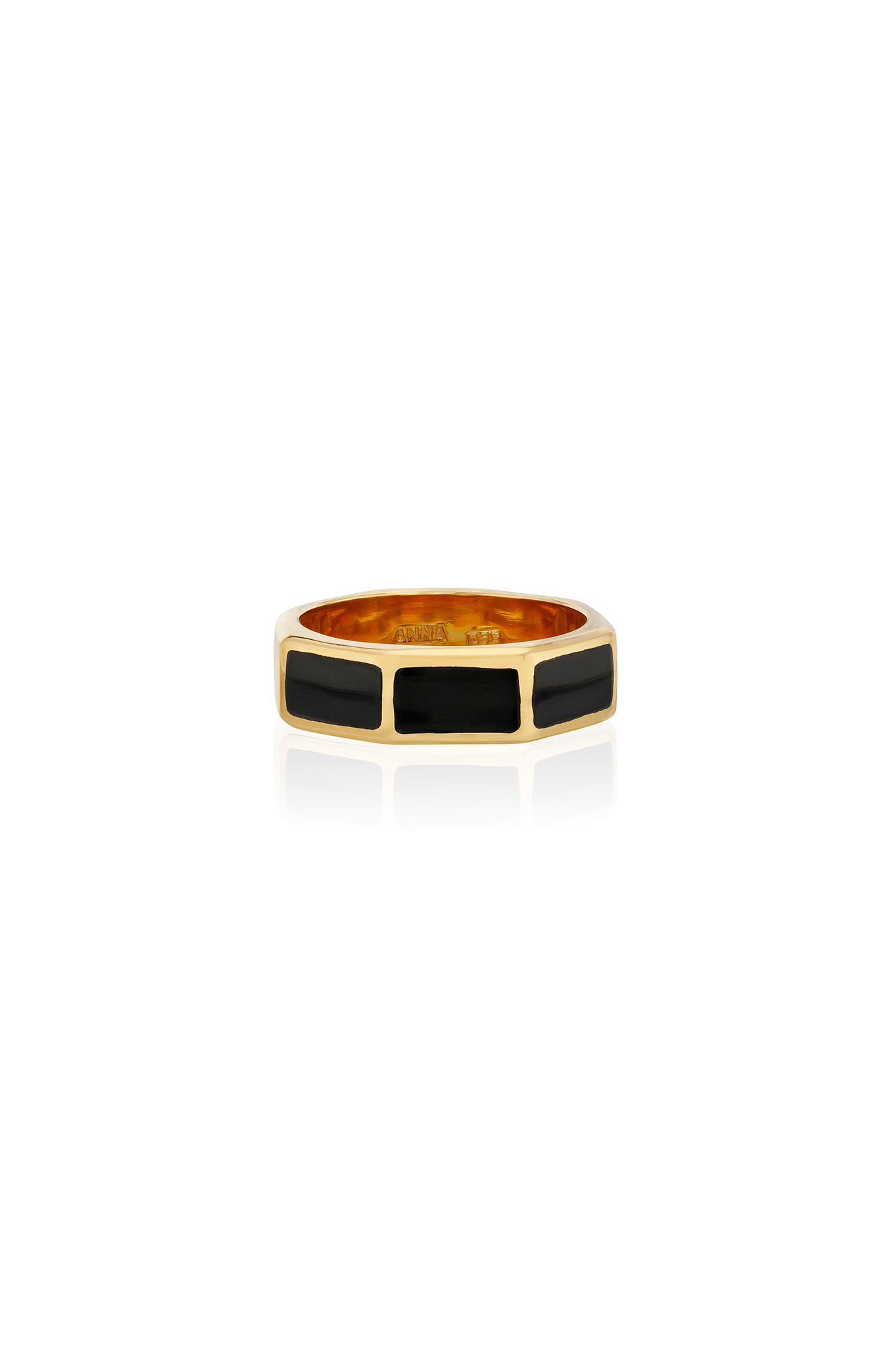 Black Onyx Inlay Band Ring