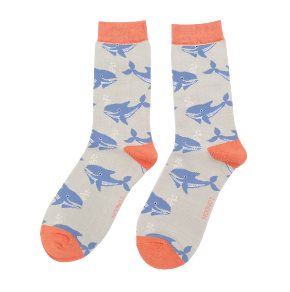 Whale Silver Bamboo Socks