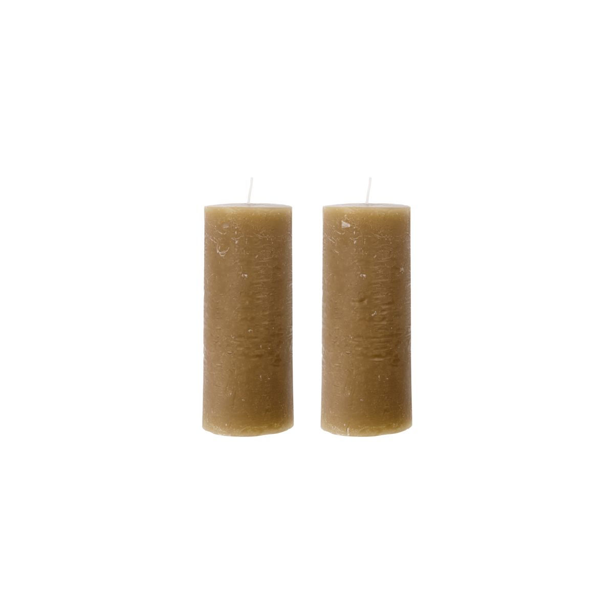 House Doctor Set of 2 Large Rustic Wax Pillar candles in Camel