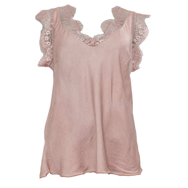 Lace Capped Sleeve In Rose