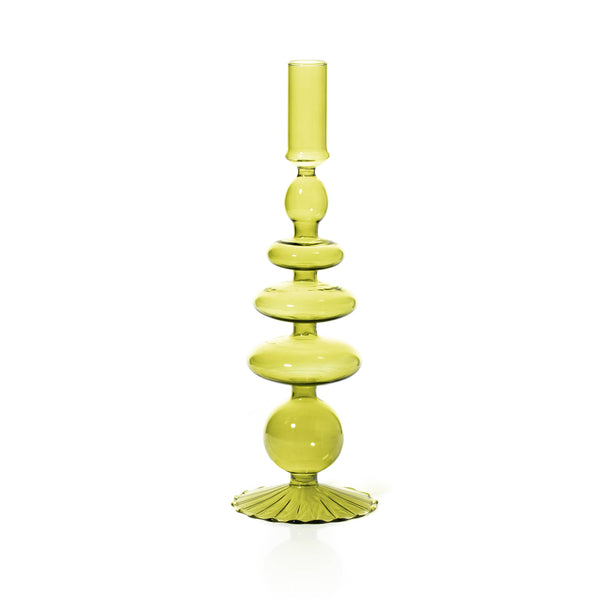 Maegen Glass Taper Candle Holder In Pear Green