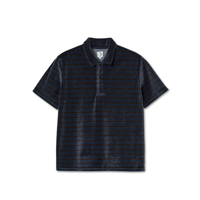 Velour Polo Shirt - Grey Blue