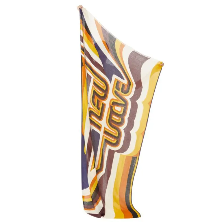 Wave Caramel graphics wool scarf