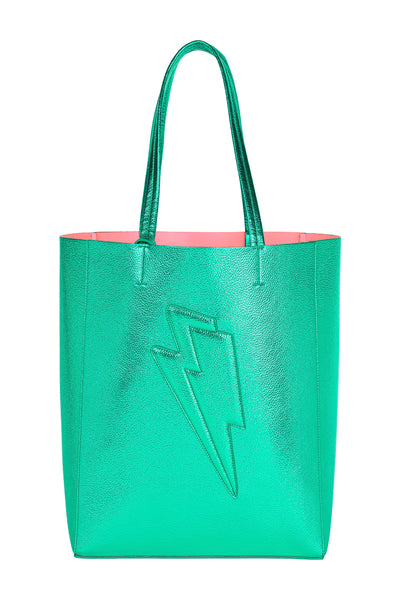 : Green Metallic Large Tote Bag