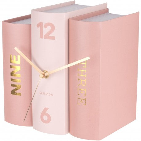 Karlsson Table Clock Book Pink Tones Paper