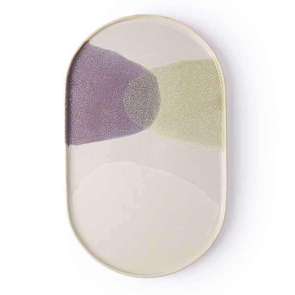 HK Living - Gallery Ceramics: Oval Dinner Plate - Green/lilac