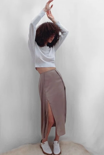 Satin Slip Skirt - Walnut