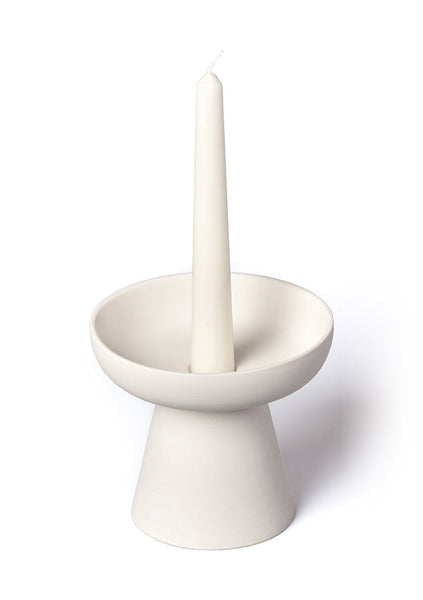 Aery - Porcini White Candle Holder In Matte Clay (medium)