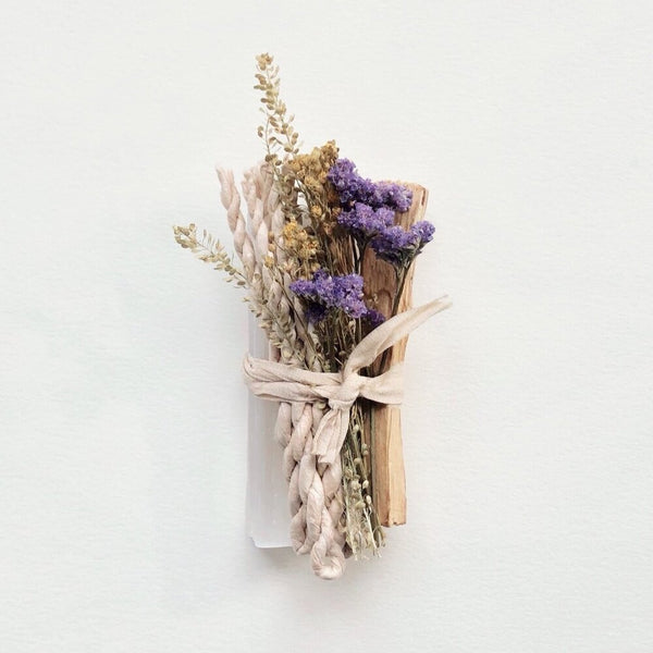 Palo Santo Selenite Incenses And Dried Flowers