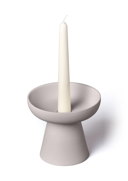 - Porcini Grey Candle Holder In Matte Clay (medium)