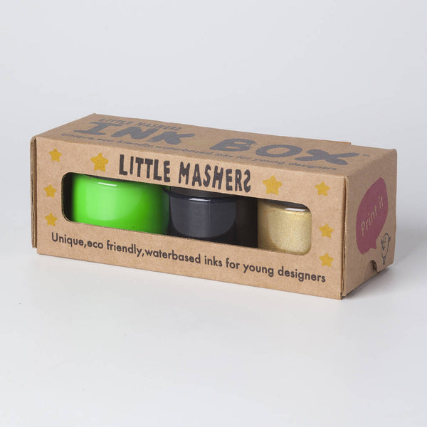 little-mashers-eco-fabric-inks-gold-green-black