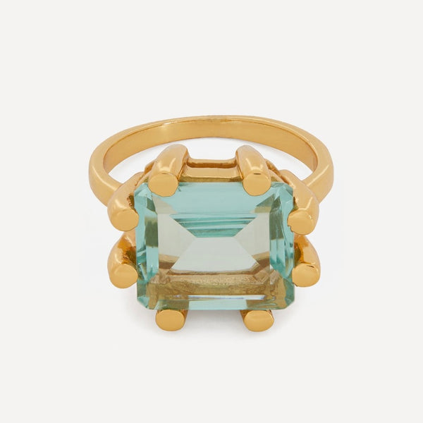Shyla Light Blue Square Claw Ring 