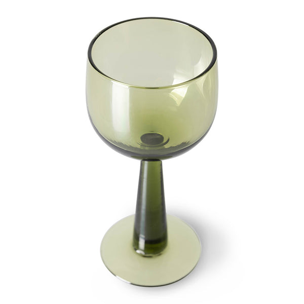 HK Living - The Emeralds: Wine Glass Tall, Olive Green (set Of 4)
