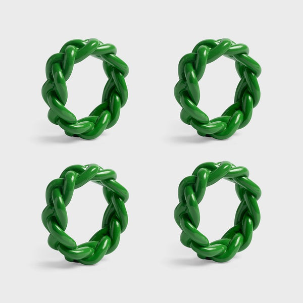 - Napkin Ring Braid Green Set Of 4