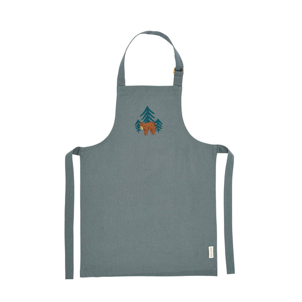 - Kid's Apron Embroidered - Forest Bear - Organic Cotton