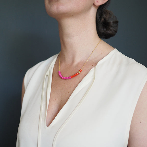 Brass + Bold - Abacus Pink/orange Colourful Necklace
