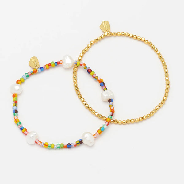 Estella Bartlett  Pack of 2 Gold And Multi Beads Bracelets