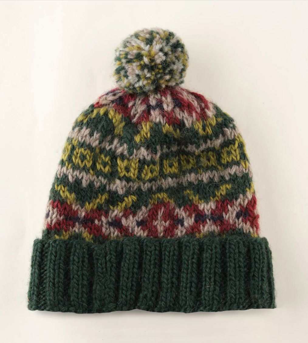 Bibico Highland Wool Bobble Hat In Green