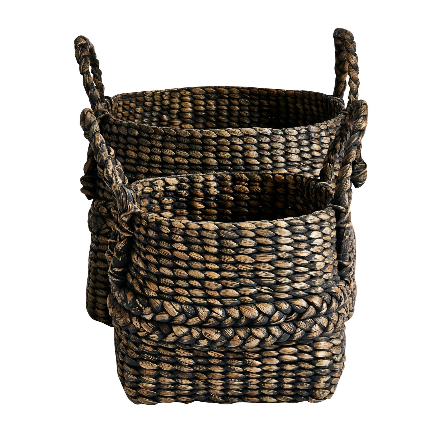 Small Hyacinth Basket with Handles - Black or Natural 