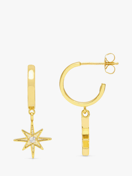 Estella Bartlett  North Star With Cz Charm Hoop Earrings