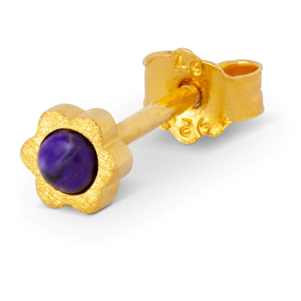 Blomst 1pcs Earring - Gold/amethyst