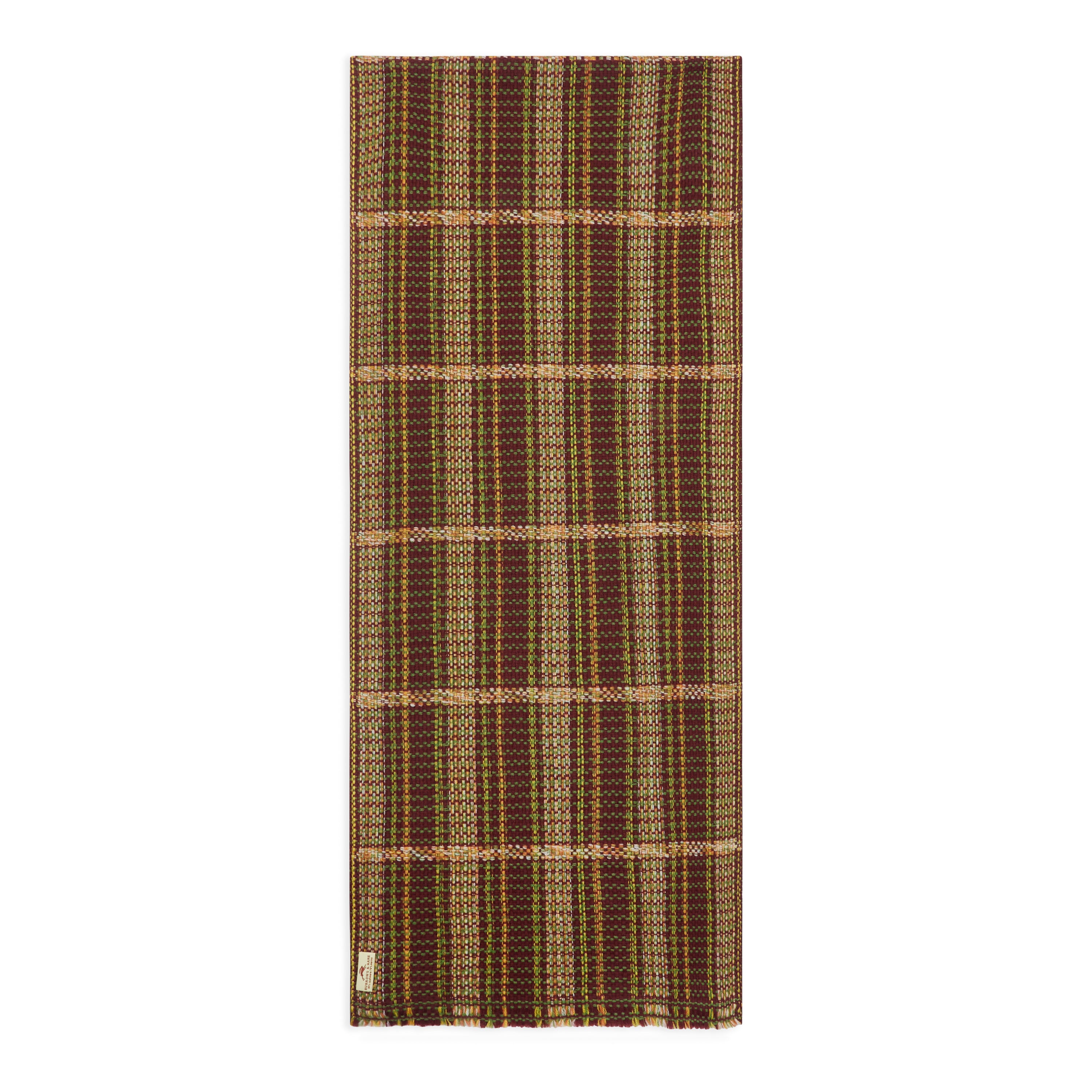 Burrows & Hare  Cashmere & Merino Wool Scarf - Stitched Brown