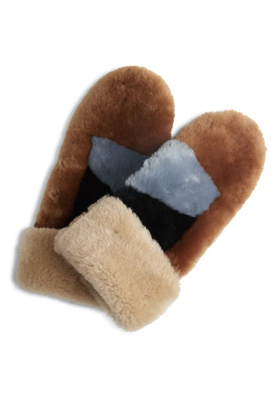 Catelyn Cognac Ice Blue & Black Mittens