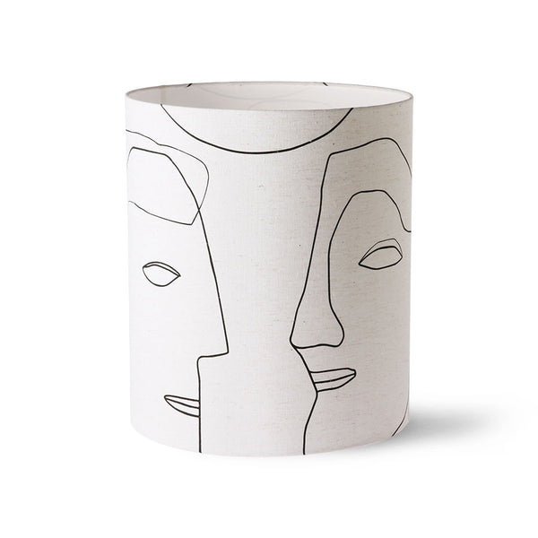 Printed Faces On Linen Lampshade