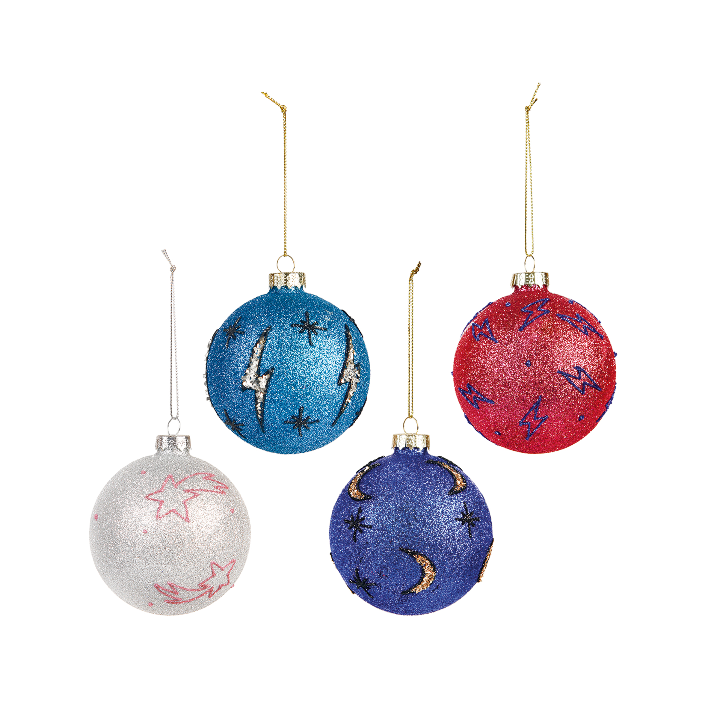&klevering Set of 4 Hanging Christmas Cosmic Bubble Ornaments