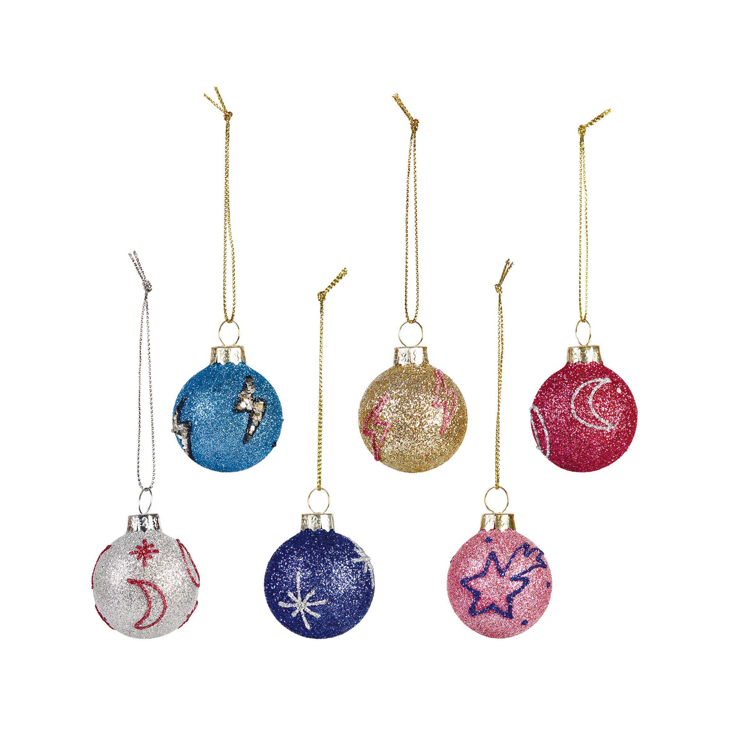 &klevering Set of 6 Hanging Christmas Cosmic Ornaments