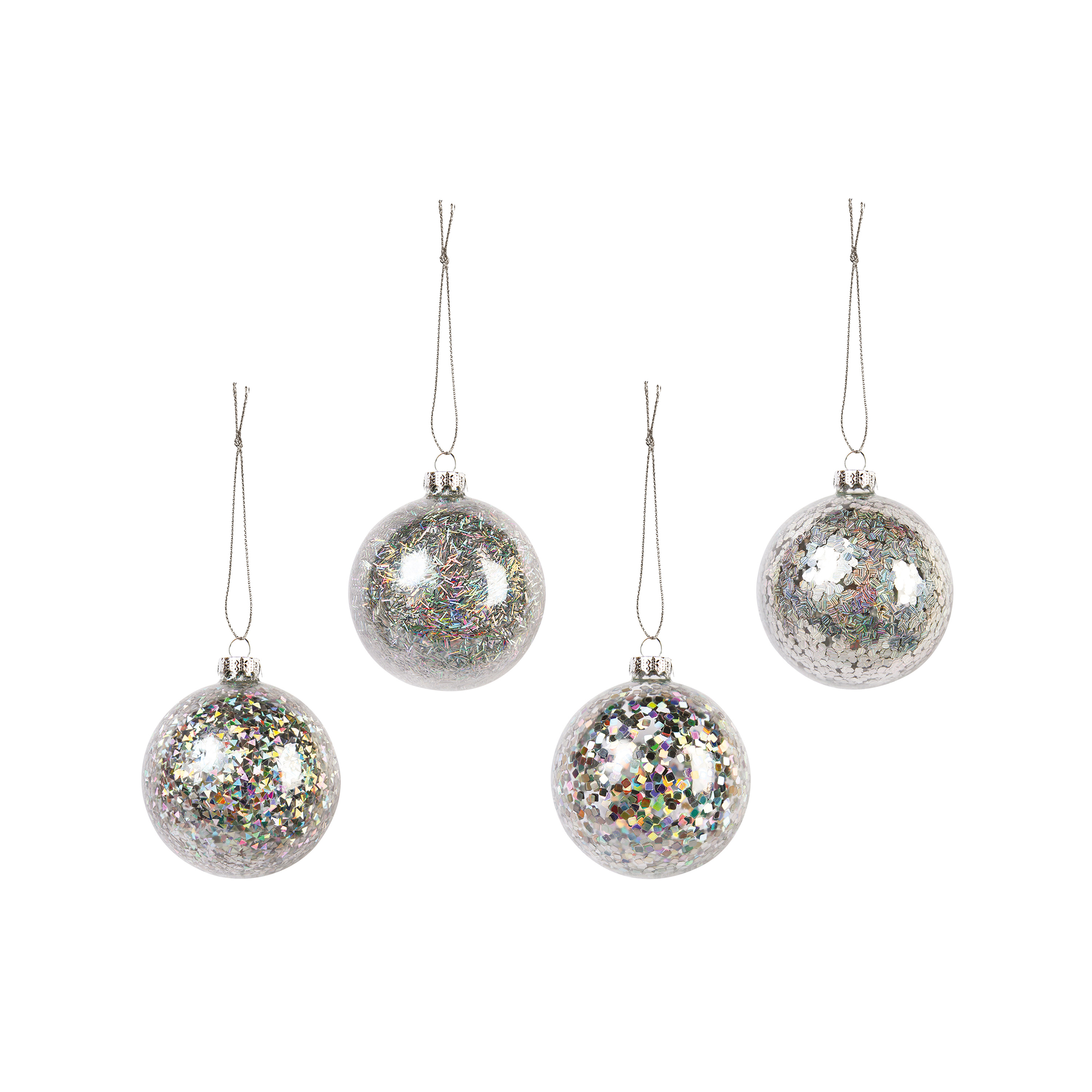 &klevering Set of 4 Hanging Christmas Holographic Ornaments