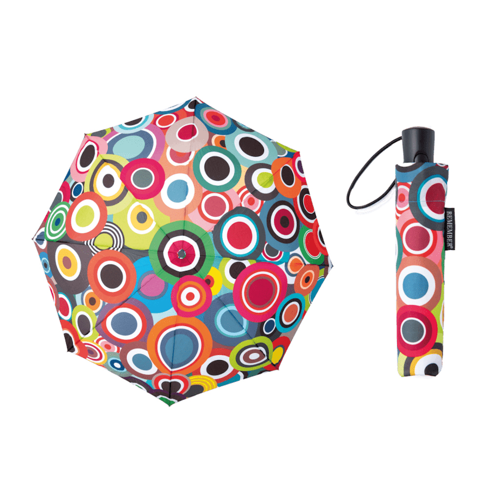 Remember Pocket Umbrella With Push Button Automatic Open & Close Function Rondo Design With Pouch