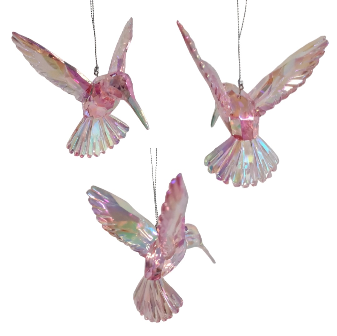 Kurt S. Adler Humming Bird Ornaments Pink - Set of 3