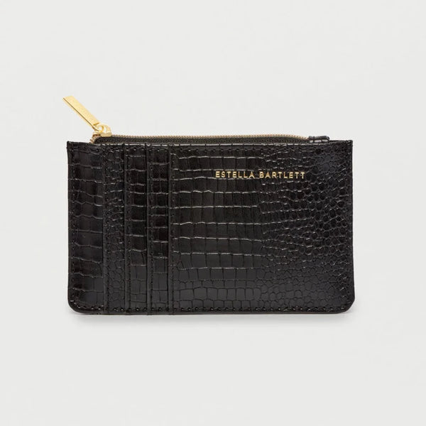 Card Purse - Black/croc Print