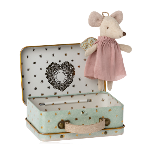 Maileg Angel Mouse In Metal Suitcase