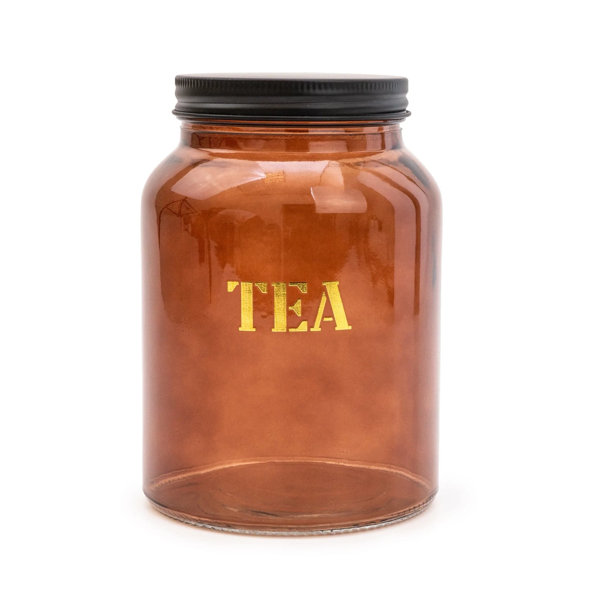 Vintage Amber Gold Tea Glass Storage Jar