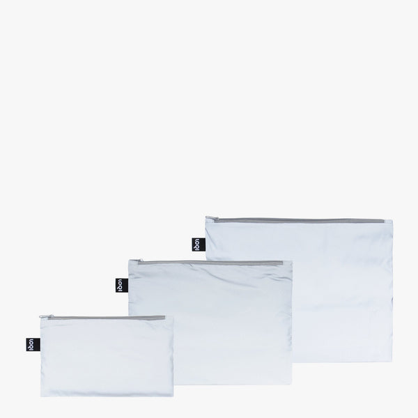 LOQI Silver Reflective Zip Pocket Case Set Of 3