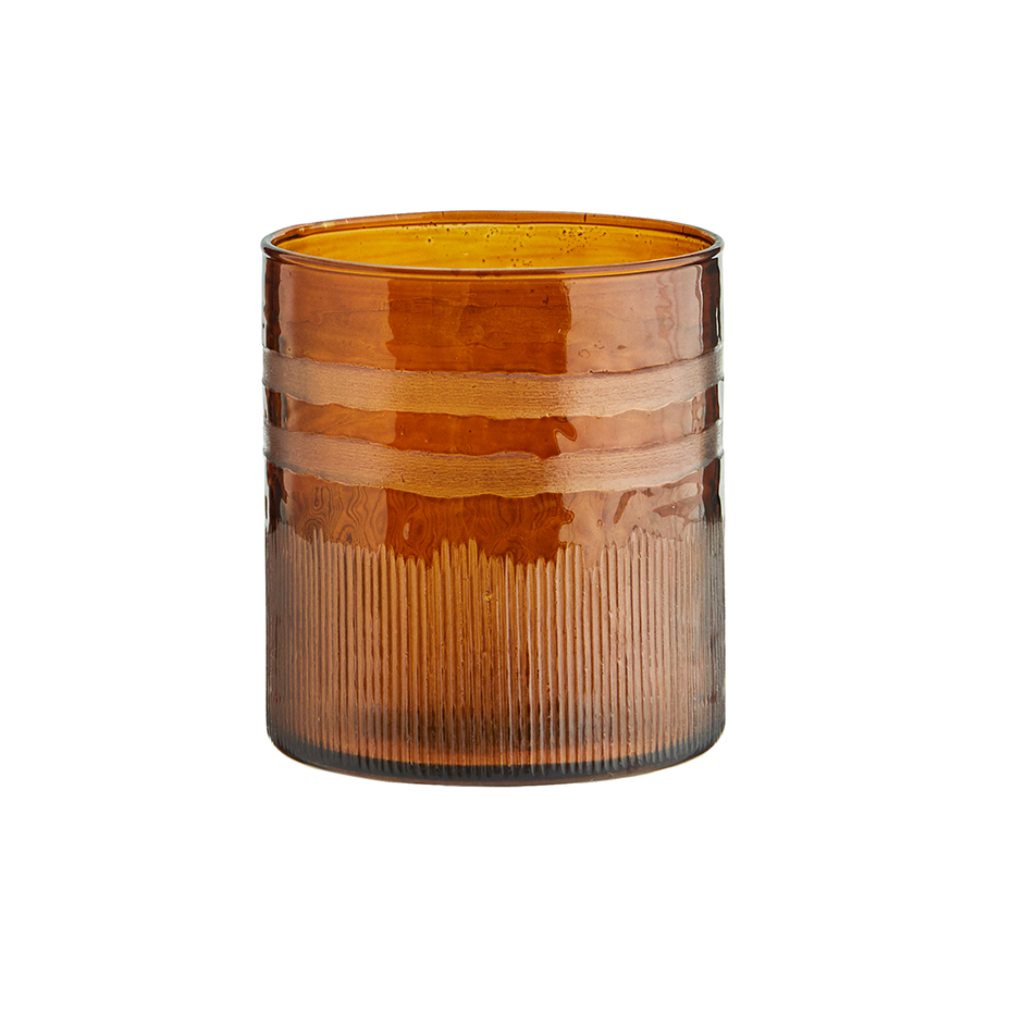 Amber Hammered Drinking Glass with Stripes