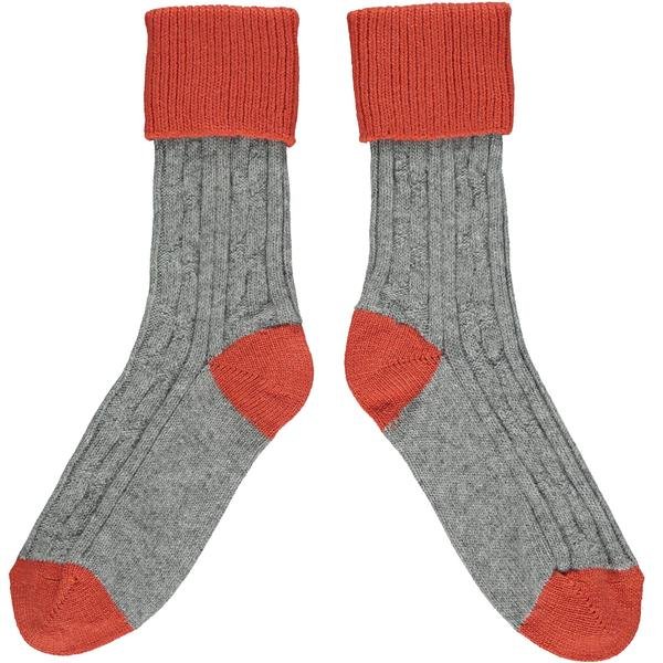 Orange/charcoal Men's Cashmere Socks