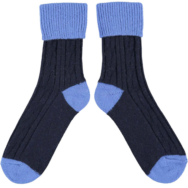 Navy/bright Blue Men's Cashmere Socks