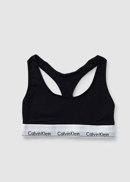 Black Cotton Modern Racerback Bralette