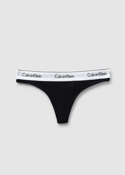 Black Cotton Modern Mid Rise Thong